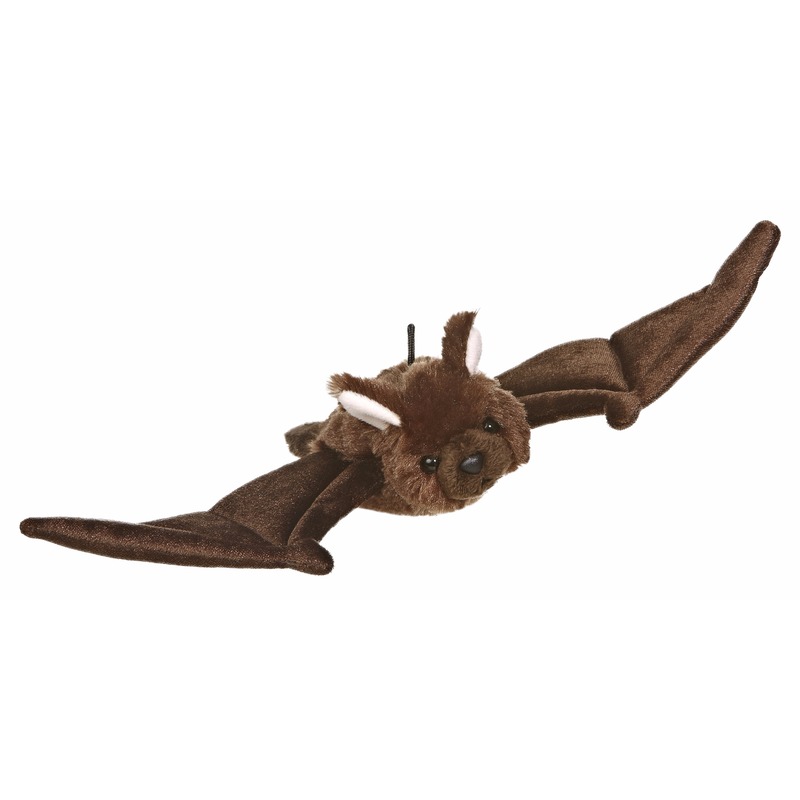 Aurora pluche knuffeldier Vleermuis - bruin - 20 cm - knuffels - vleermuizen -