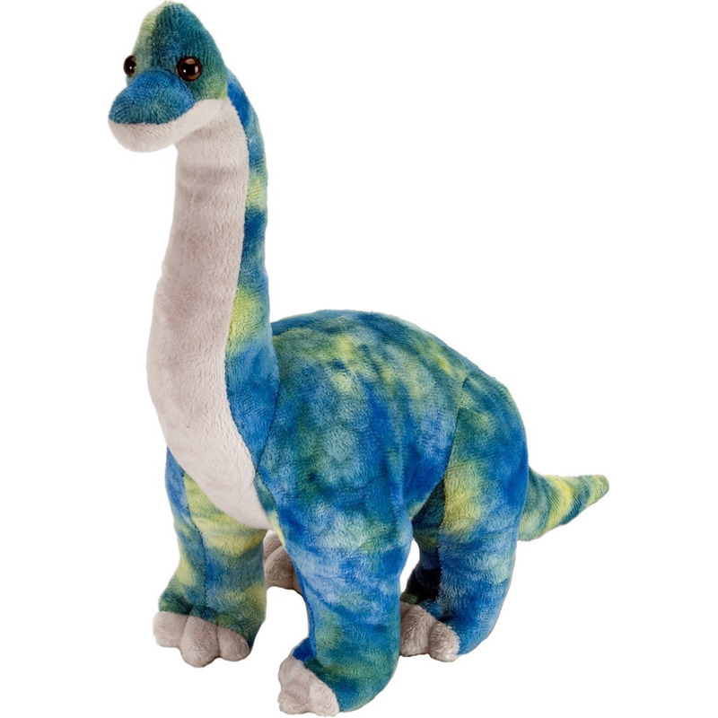 Wild Republic pluche blauwe Brachiosaurus dinosaurus knuffel - 25 cm - dino knuffels -