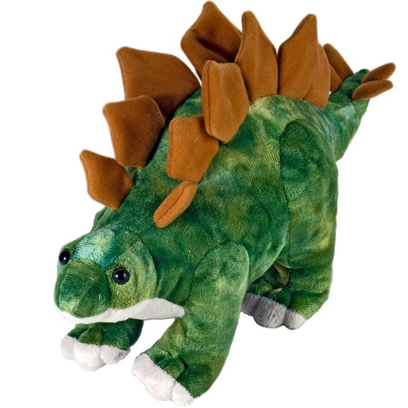 Pluche Stegosaurus dinosaurus knuffel - groen/bruin - 25 cm -