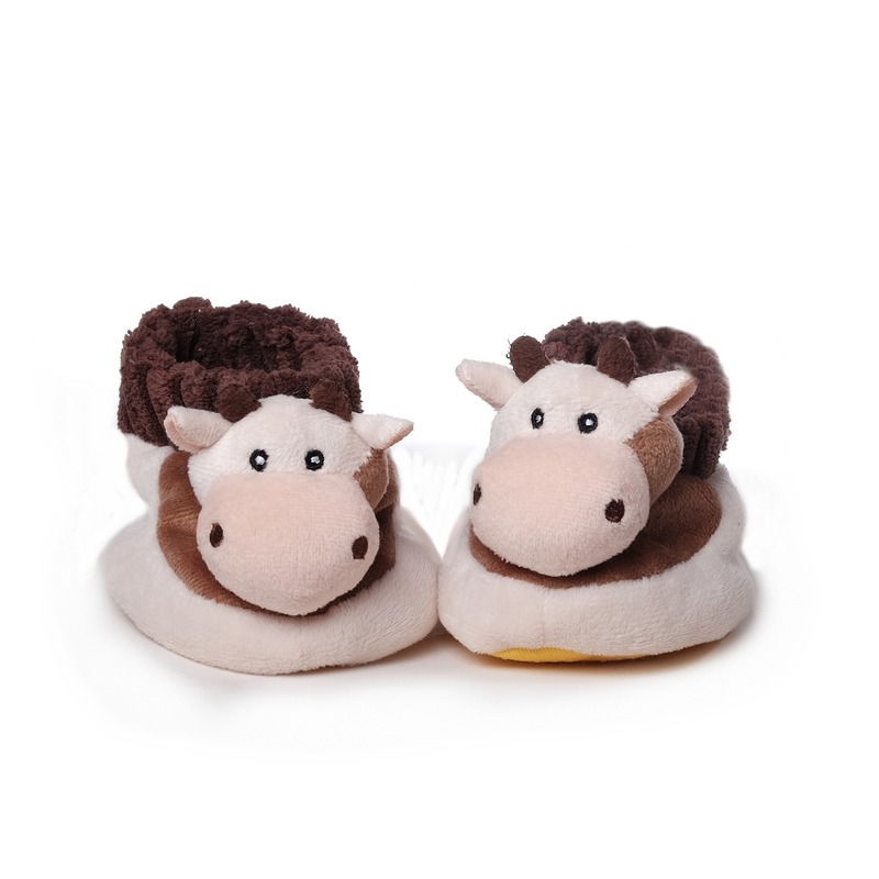 Babyslofjes pluche bruin koe One size -