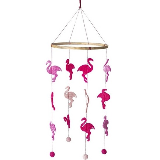 Flamingo thema baby mobiel/boxmobiel 45 cm kinderkamer decoratie -