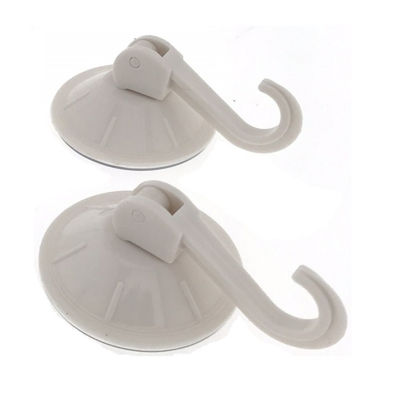 2x stuks Witte zuignap badkamer/keuken ophang haken van kunststof -