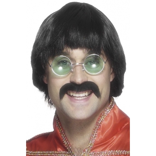 Verkleedpruik - Beatles look - 60s en 70s - heren/mannen - feestpruik - zwart -