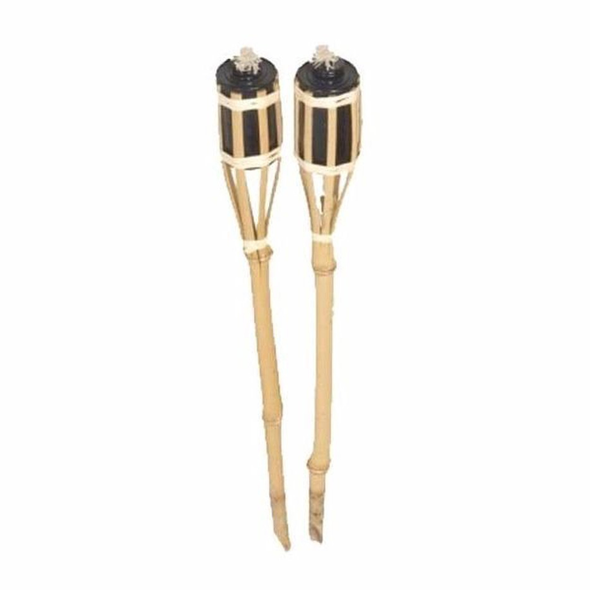 Tuinfakkels voor lampenolie - 2x stuks - 60 cm - bamboe hout - buiten - navulbaar -