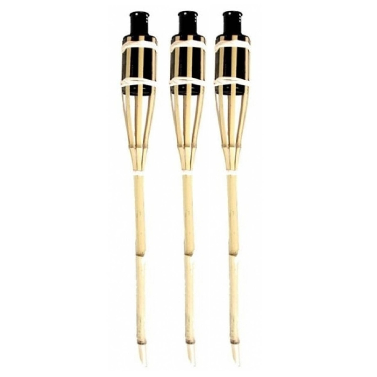 Tuinfakkels - 3 stuks - bamboe - met oliehouder - 60 cm - fakkels -