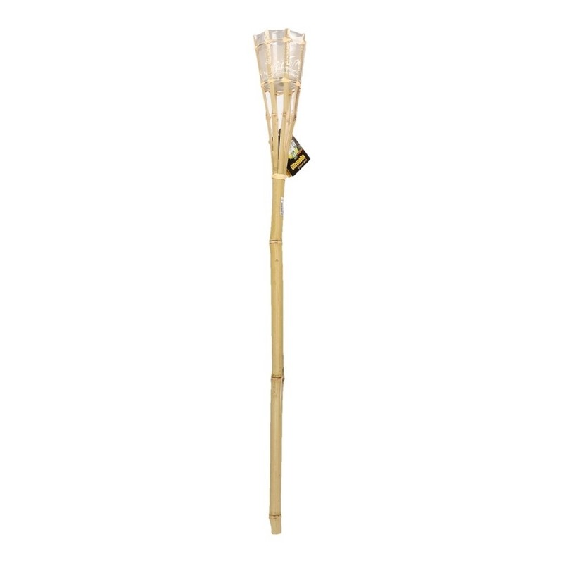 Bamboe tuinfakkel - citronella - met LED verlichting - 76 cm -
