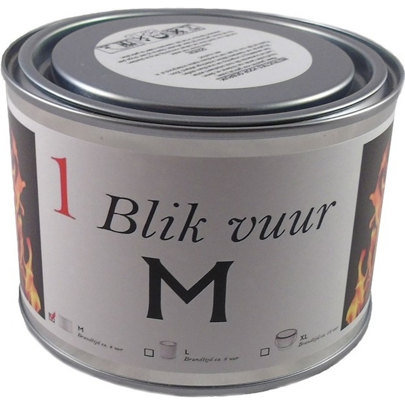 Tuinfakkel vuur verlichting in blik 11 x 7,5 cm 4 branduren -