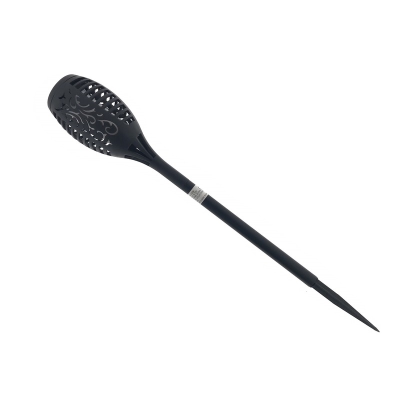 Benson Tuinfakkel - solar - met vlameffect - zwart - LED - 48 cm -
