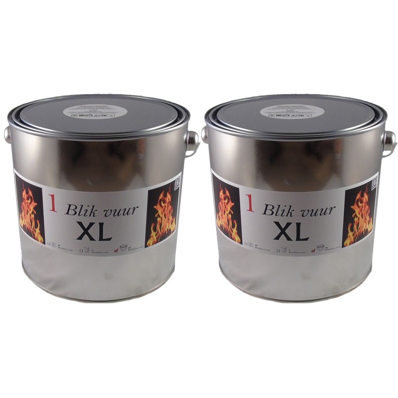 Tuinfakkel vuur verlichting in blik - 2x - 16,5 x 15 cm - 6-12 branduur - Zweedse fakkel - Vuurblik -