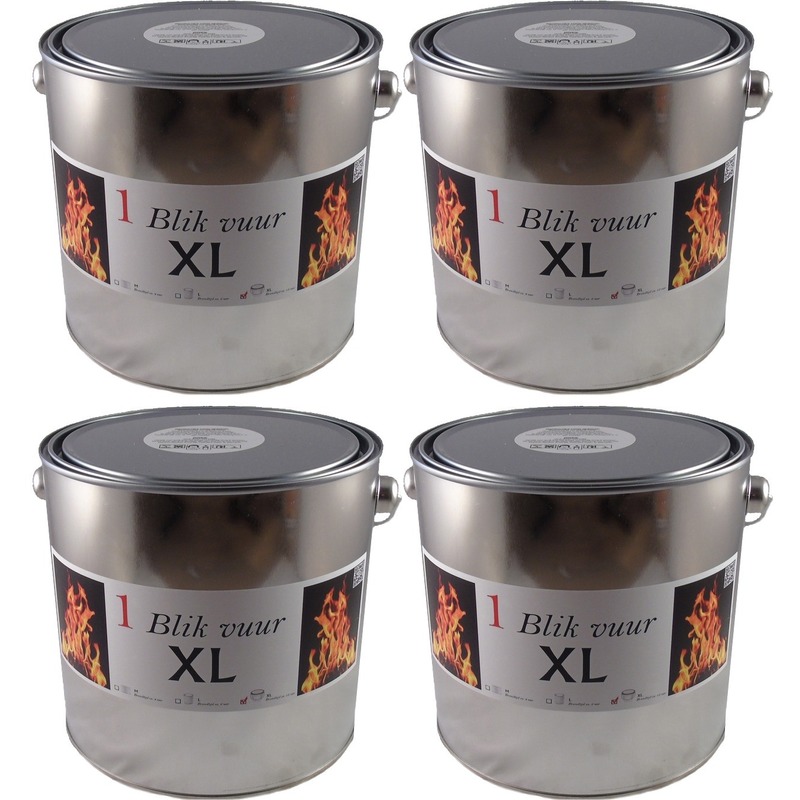Tuinfakkel vuur verlichting in blik - 4x - 16,5 x 15 cm - 6-12 branduur - Zweedse fakkel - Vuurblik -