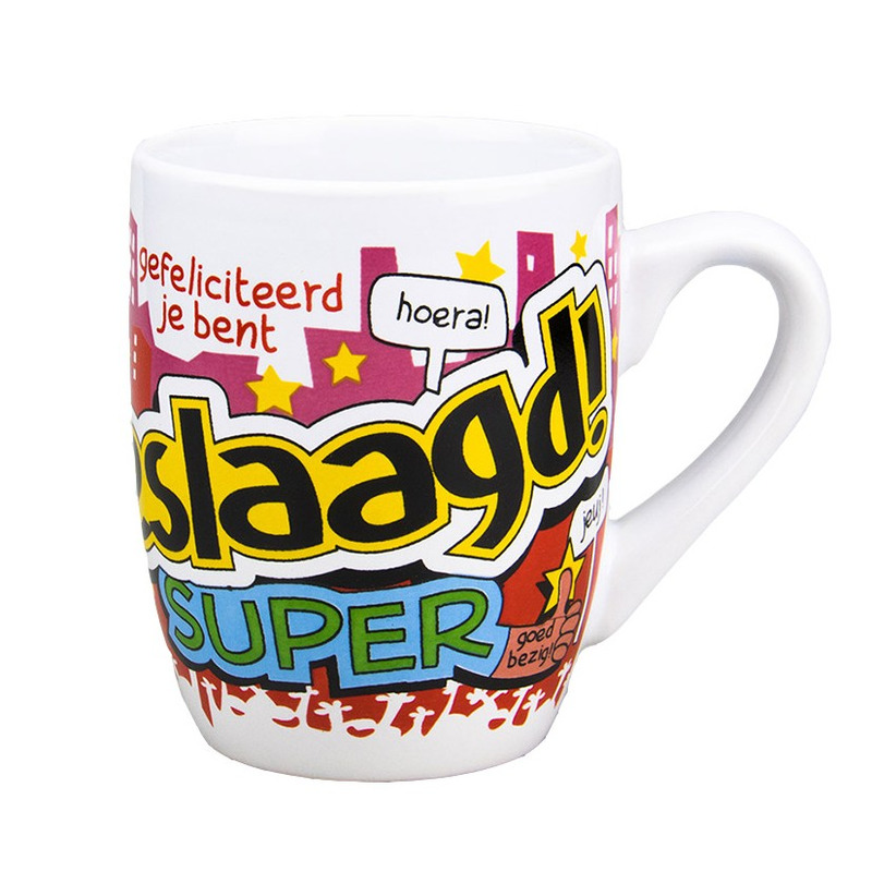 Cartoon mok/beker geslaagd 300 ml -
