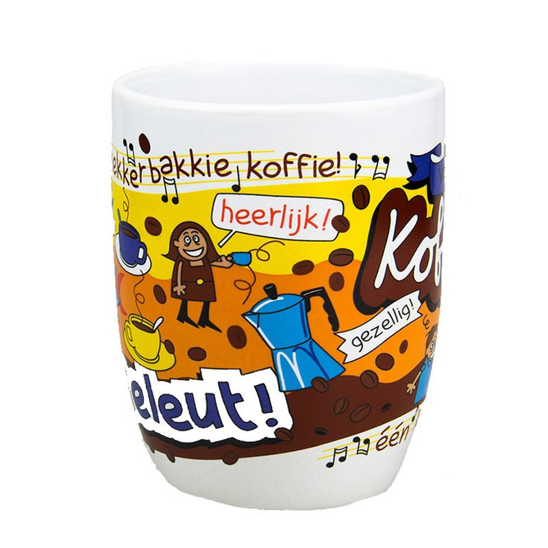 Cartoon koffiemok/theebeker koffieleut met grappige tekst - 300 ml -