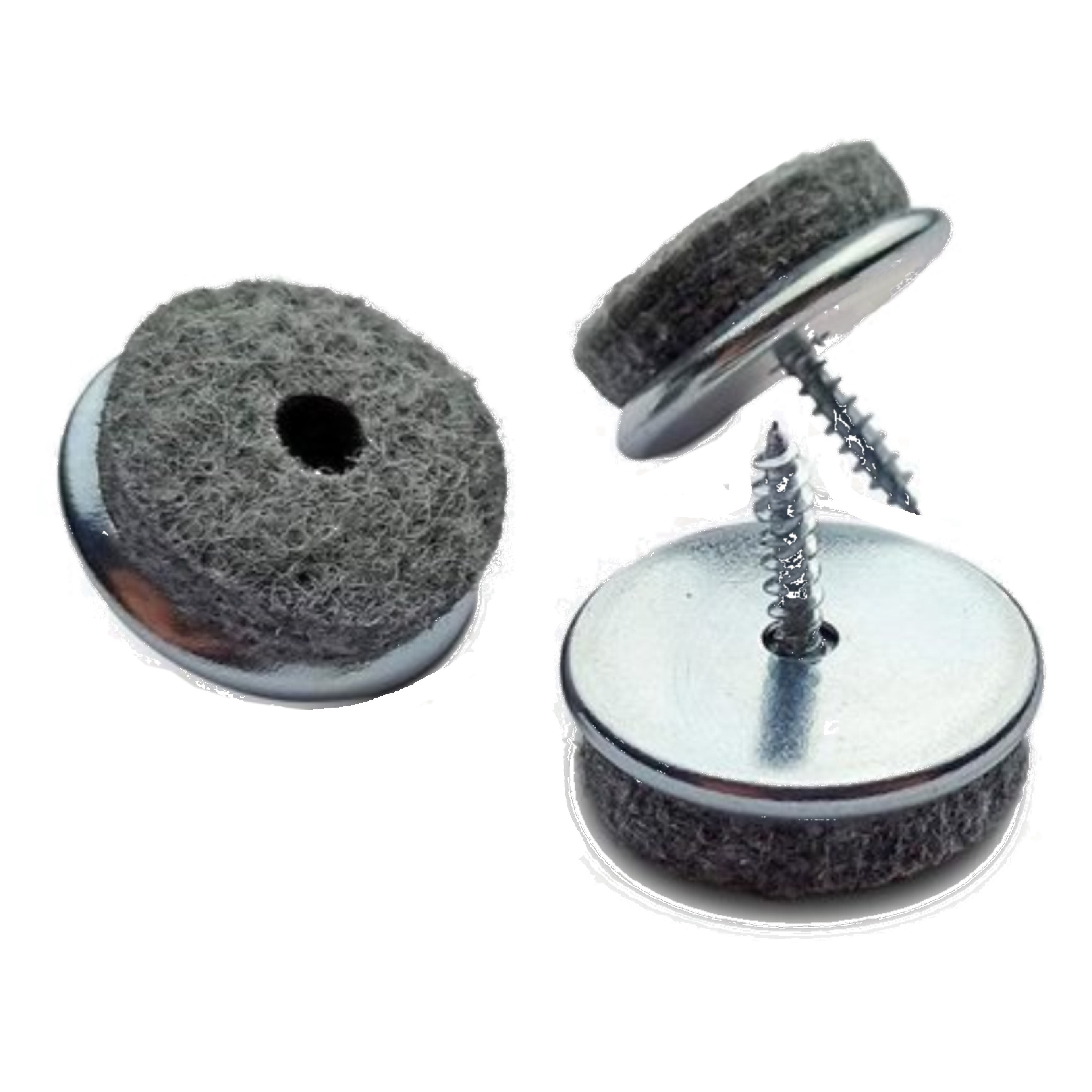 Viltglijders/meubelbeschermers met schroef - 8x - D20 mm - stoelpoten - staal/vilt - onder meubels -