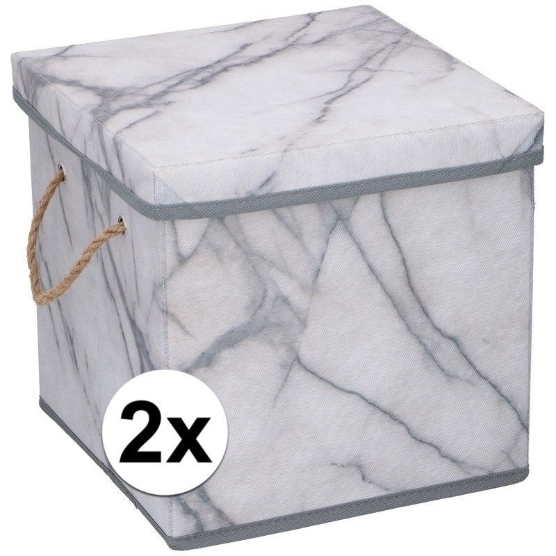 2x Opbergboxen / opbergdozen marmer 31 cm 44 liter -