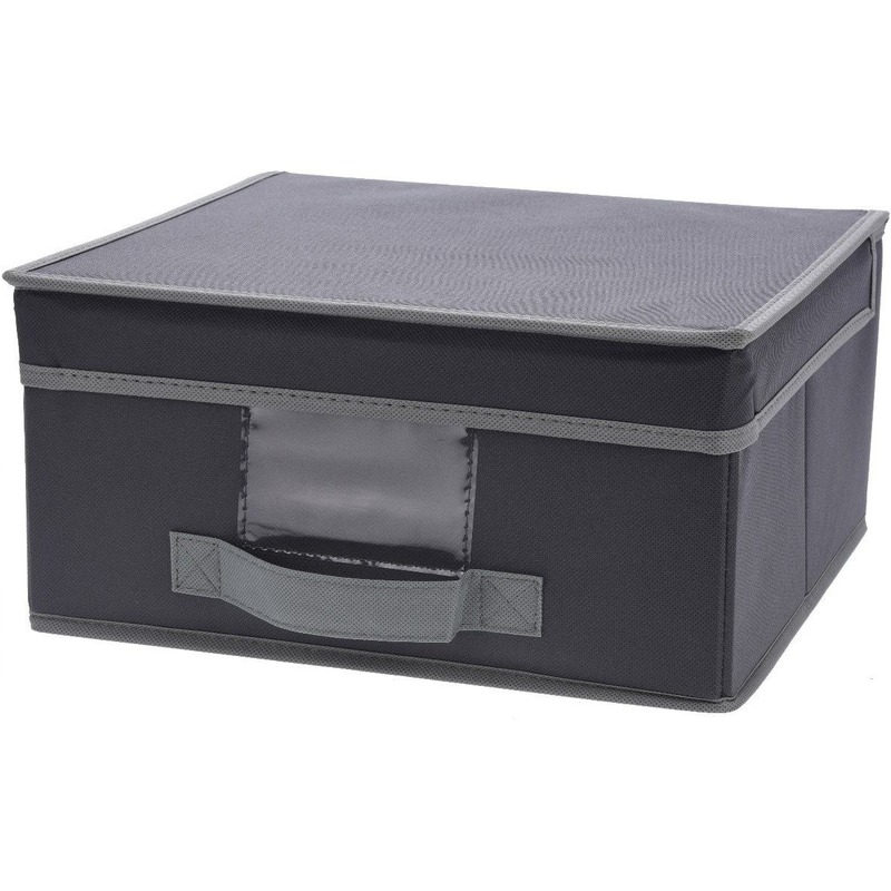 Grijze opbergdoos/opbergbox met vaste deksel 44 cm -