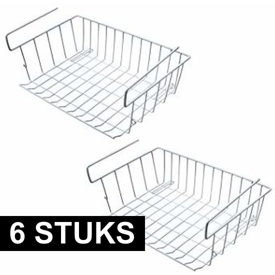 6x Kast opberg/opruim mandjes van staal 42 X 27 cm -