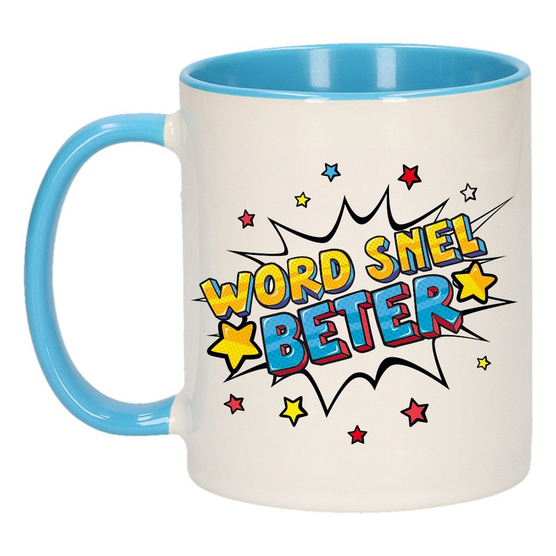Word snel beter cadeau mok / beker wit en blauw 300 ml -