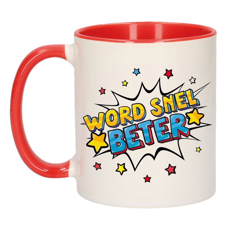 Word snel beter cadeau mok / beker wit en rood 300 ml -