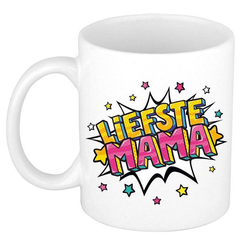 Liefste mama cadeau mok / beker wit 300 ml -