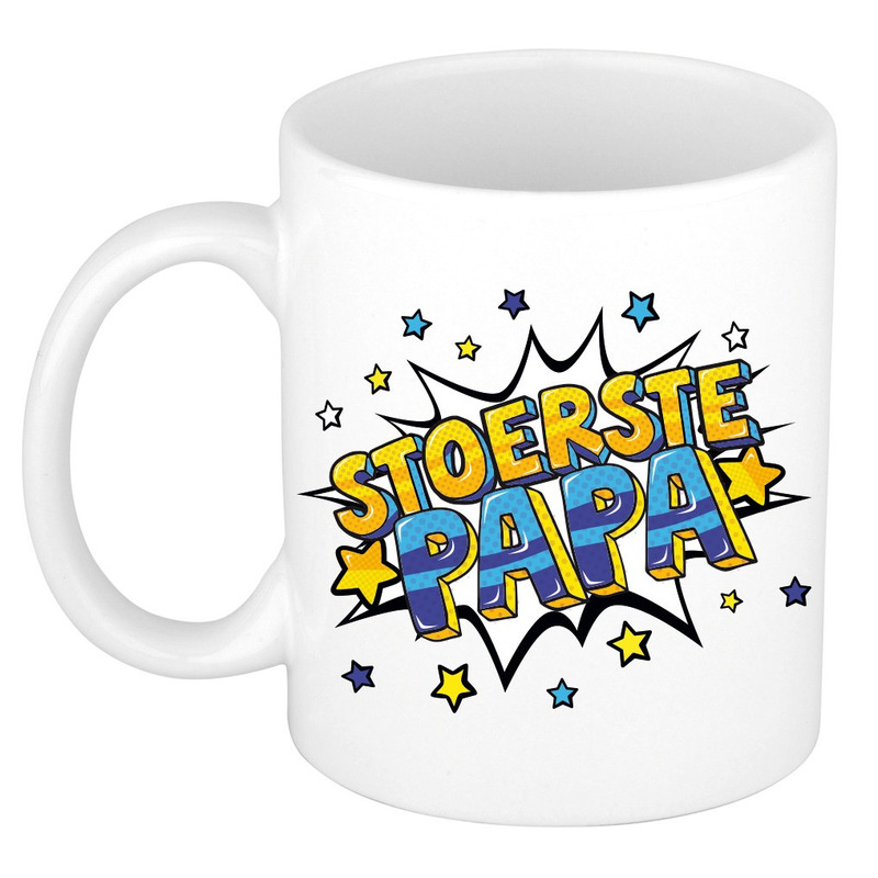 Stoerste papa cadeau mok / beker wit 300 ml -