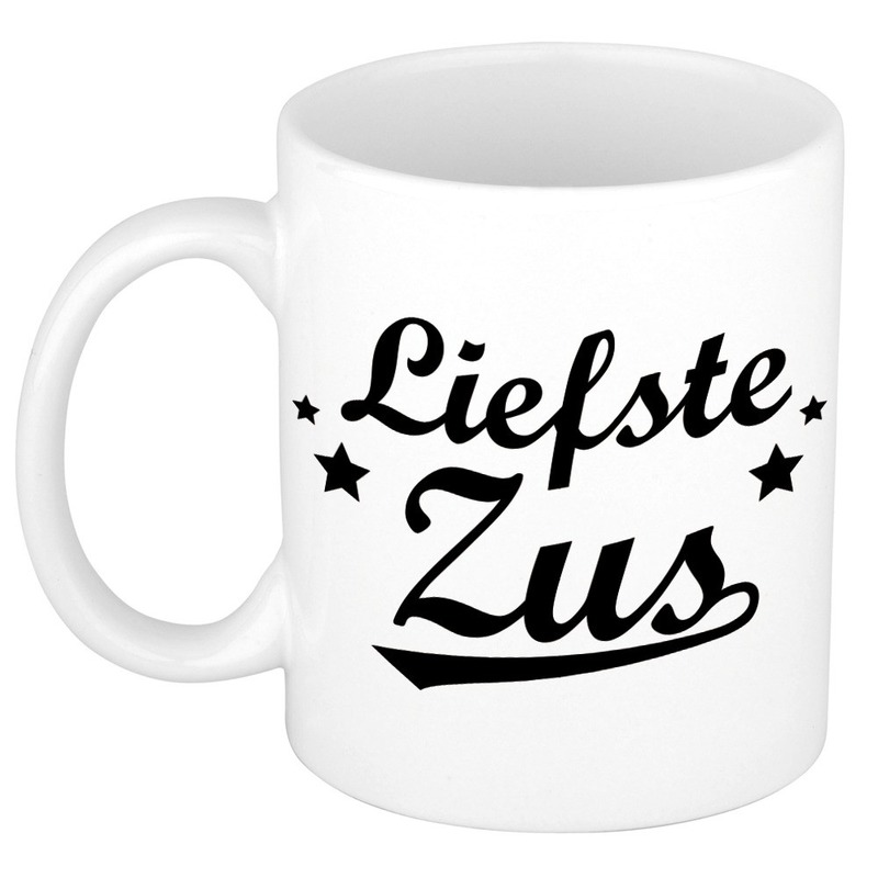 Liefste zus cadeau mok / beker sterren 300 ml -