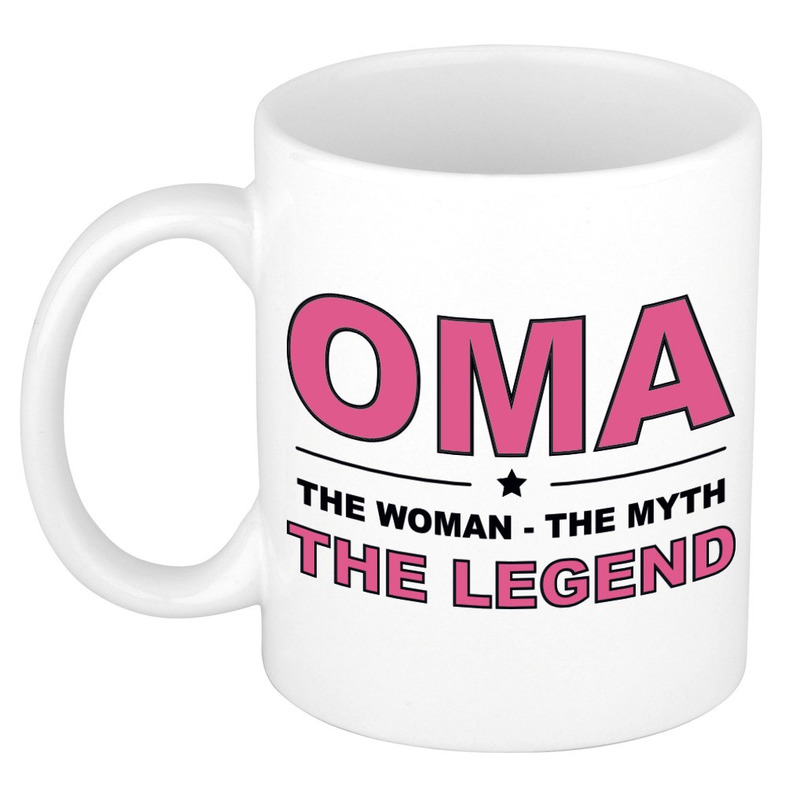Oma the legend cadeau mok / beker wit 300 ml -