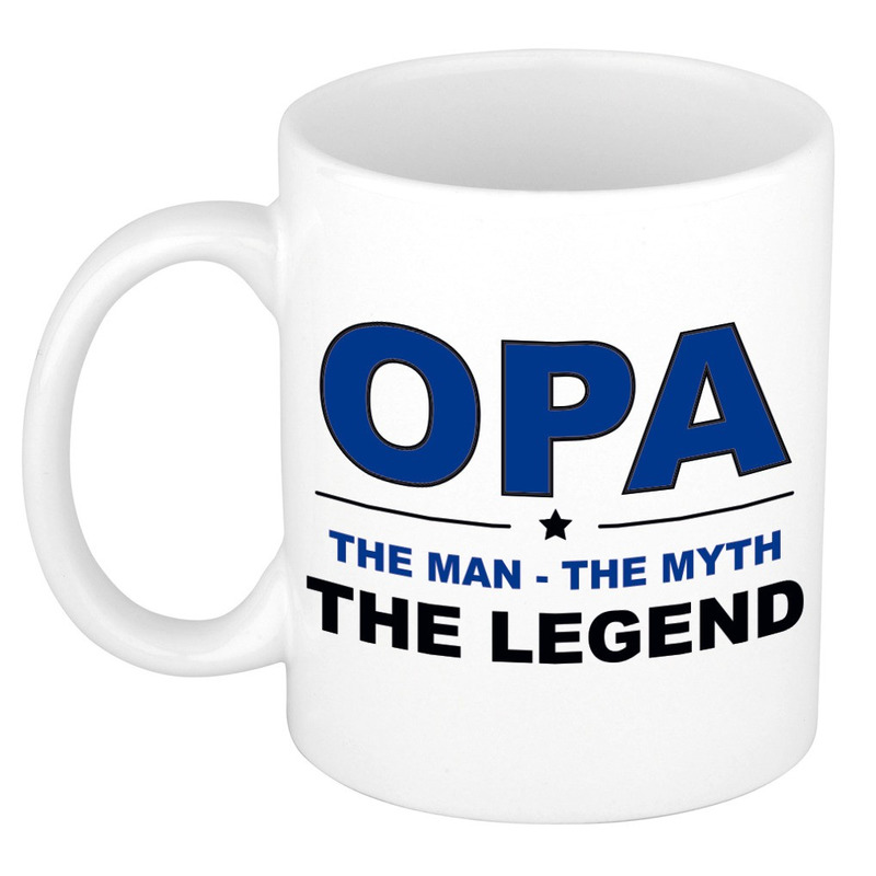 Opa the legend cadeau mok / beker wit 300 ml -