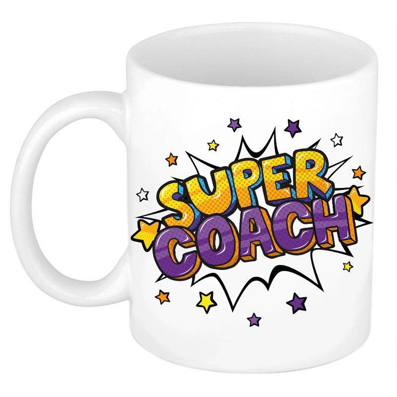 Super coach cadeau mok / beker wit met sterren 300 ml -