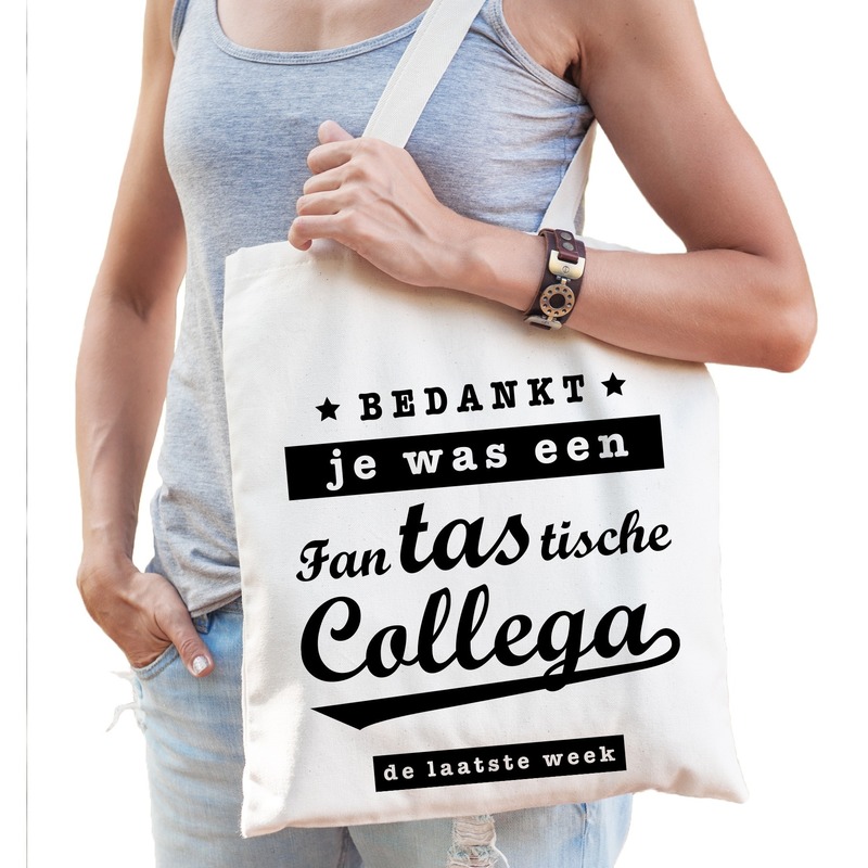 Katoenen bedankt cadeau tasje voor een vertrekkende collega -