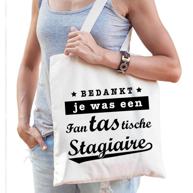 Katoenen cadeau tas/shopper fantastische stagiaire naturel dames -