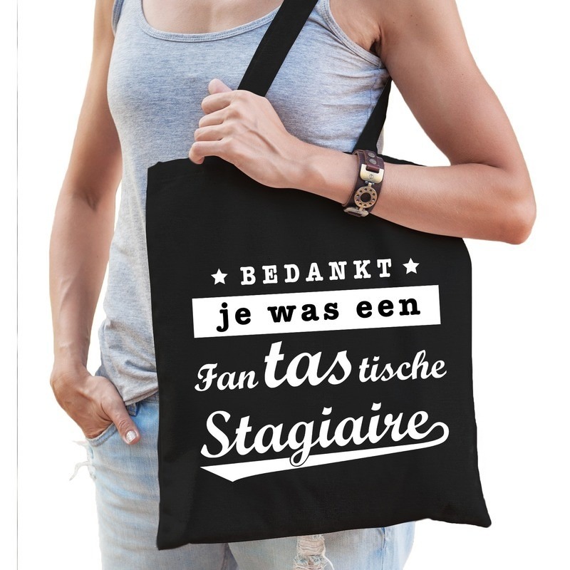 Katoenen cadeau tas/shopper fantastische stagiaire zwart dames -