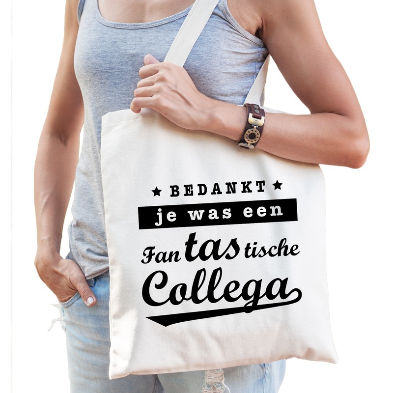 Katoenen cadeau tas/shopper fantastische collega naturel dames -