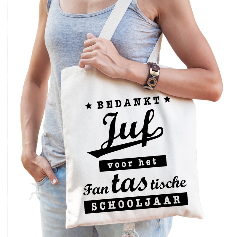 Katoenen cadeau tasje bedankt juf -