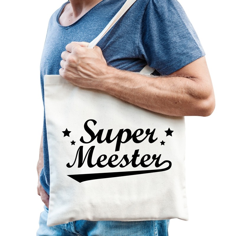 Katoenen cadeau tasje super meester -