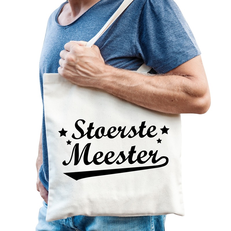 Katoenen cadeau tasje stoerste meester -