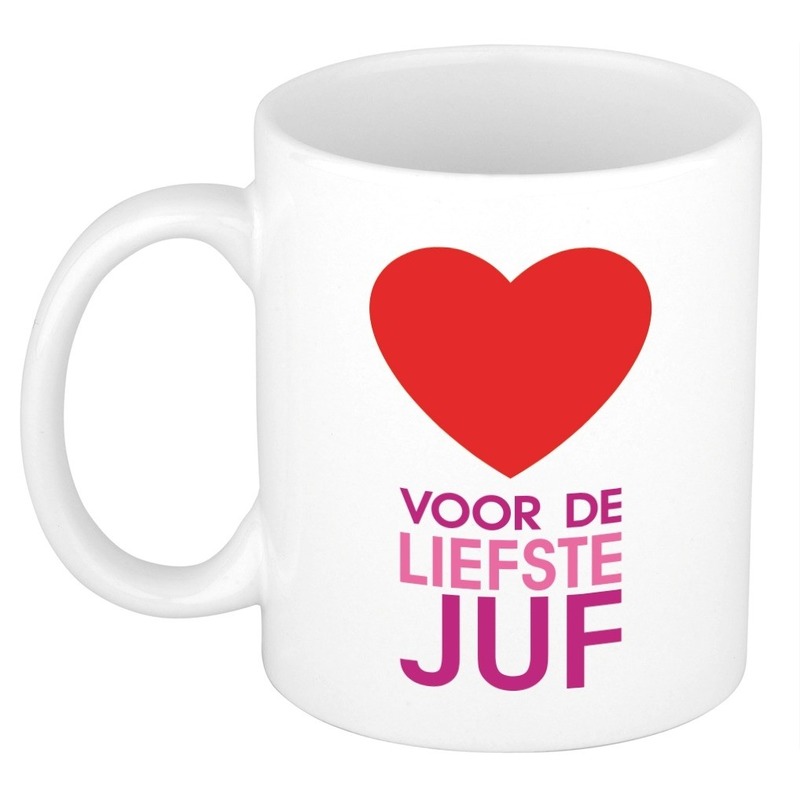 Cadeau mok / beker voor de liefste juf 300 ml -