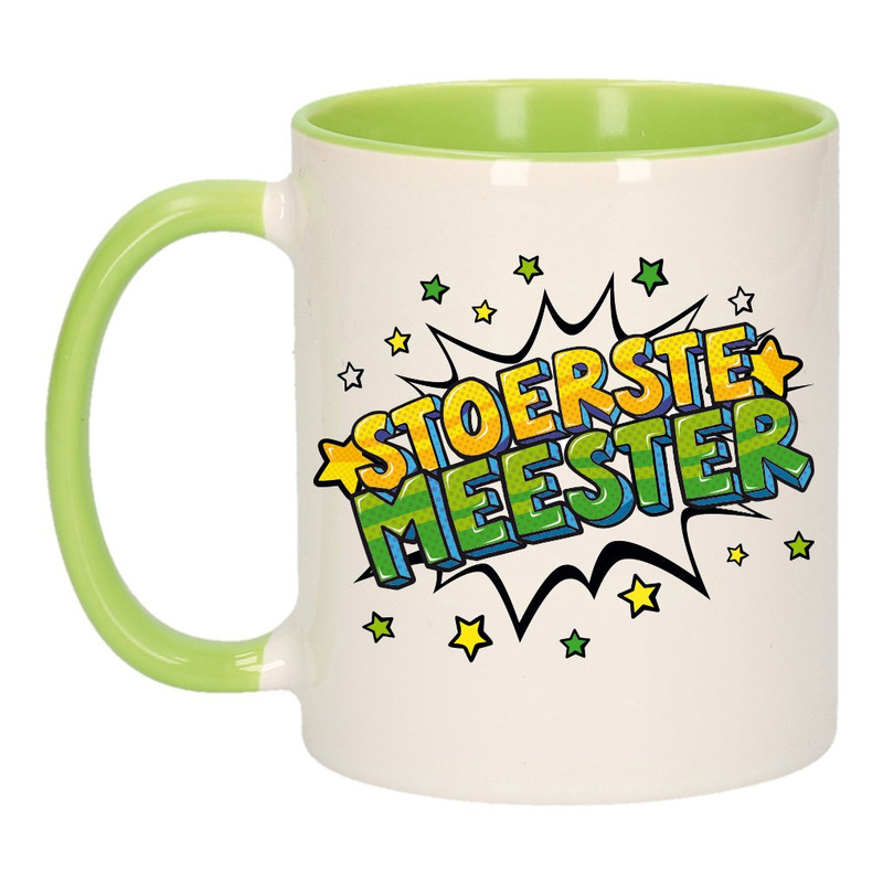 Stoerste meester cadeau mok / beker wit en groen 300 ml -