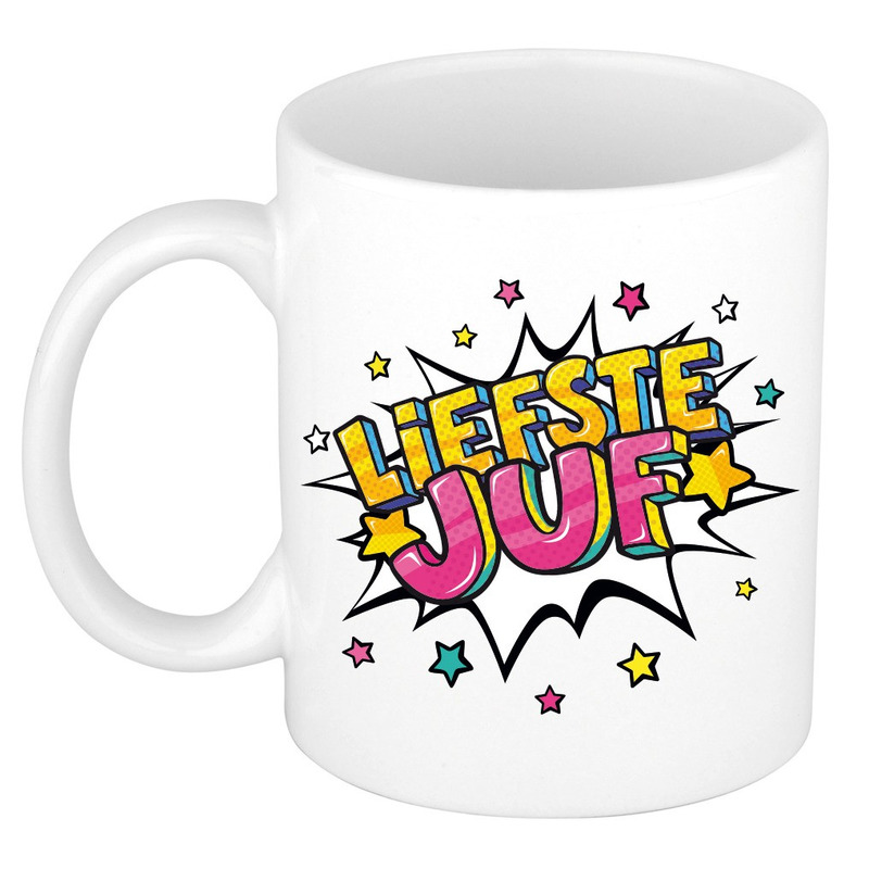Liefste juf cadeau mok / beker wit 300 ml -