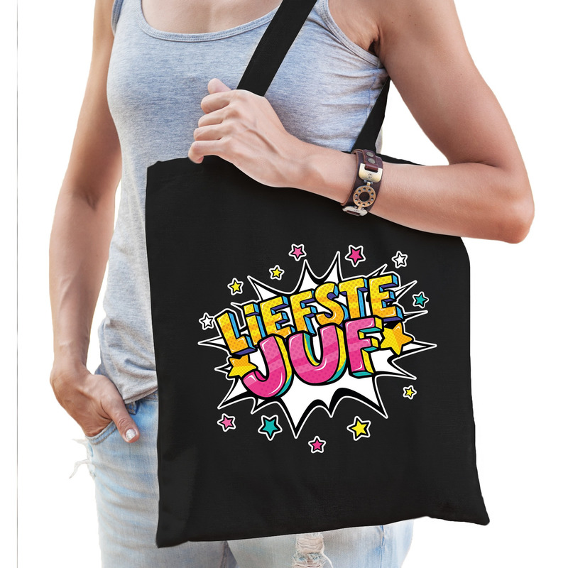 Liefste juf katoenen tas zwart voor dames -