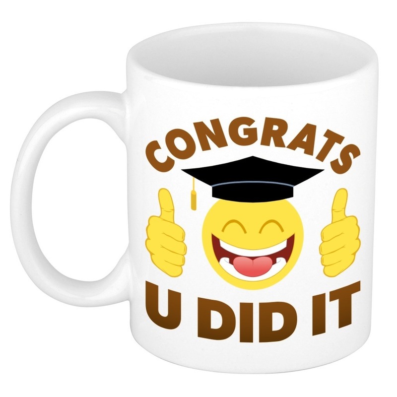 Geslaagd cadeau mok / beker Congrats u did it 300 ml -
