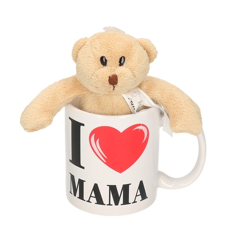I love mama mok / beker met knuffelbeer voor Moederdag -