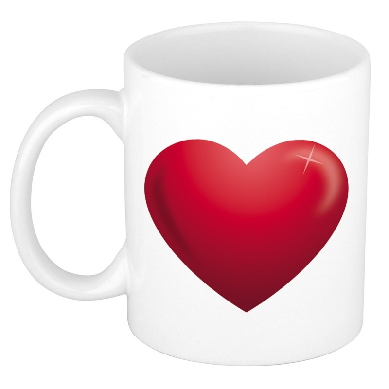 Romantische mok / rood hartje 300 ml -