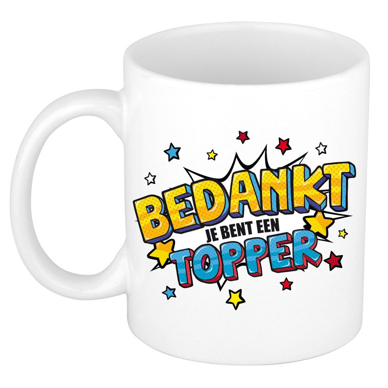 Bedankt topper cadeau mok / beker wit 300 ml -