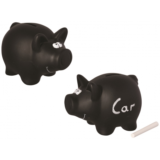 Beschrijfbaar krijtbord spaarvarkentje / spaarpotten van 16.5 cm -