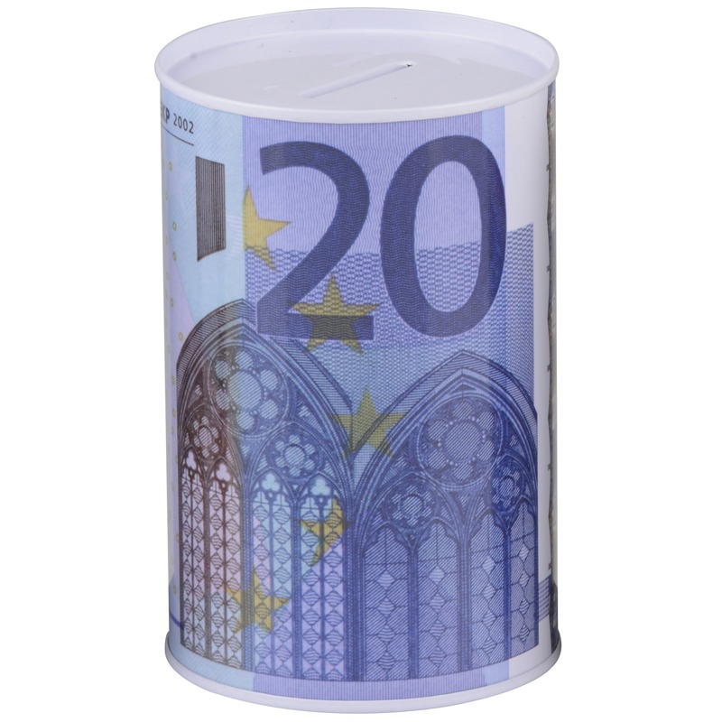 Geld spaarpot 20 euro biljet 8 x 11 cm -