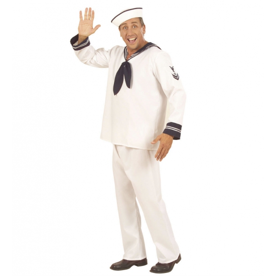 Matrozen/matroos verkleed kostuum - wit - heren - 3-delig - Maritiem thema kleding S -