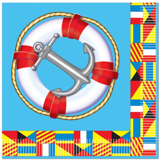 16x Maritiem thema met reddingsboei print servetten 33 x 33 cm -
