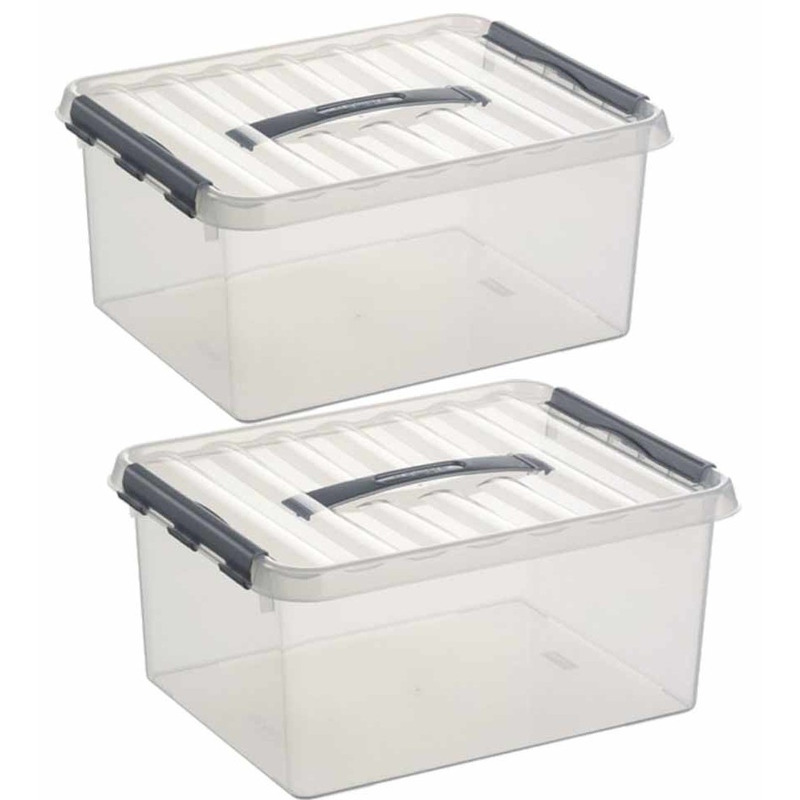 2x Opberg box/opbergdoos 15 liter 40 cm -