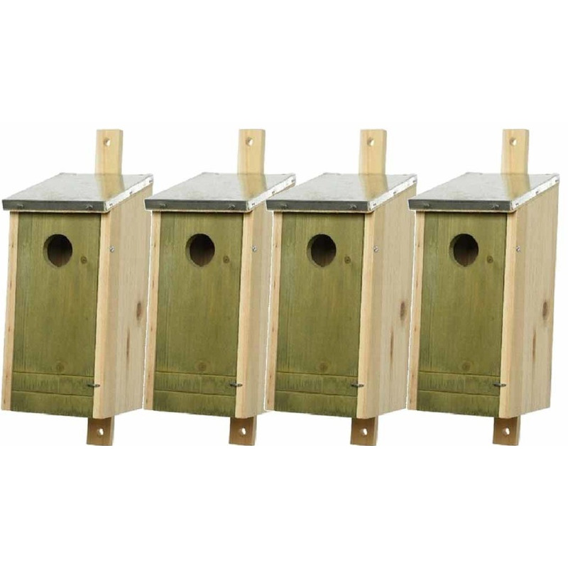 Set van 4 houten vogelhuisjes/nestkastjes lichtgroen 26 cm -