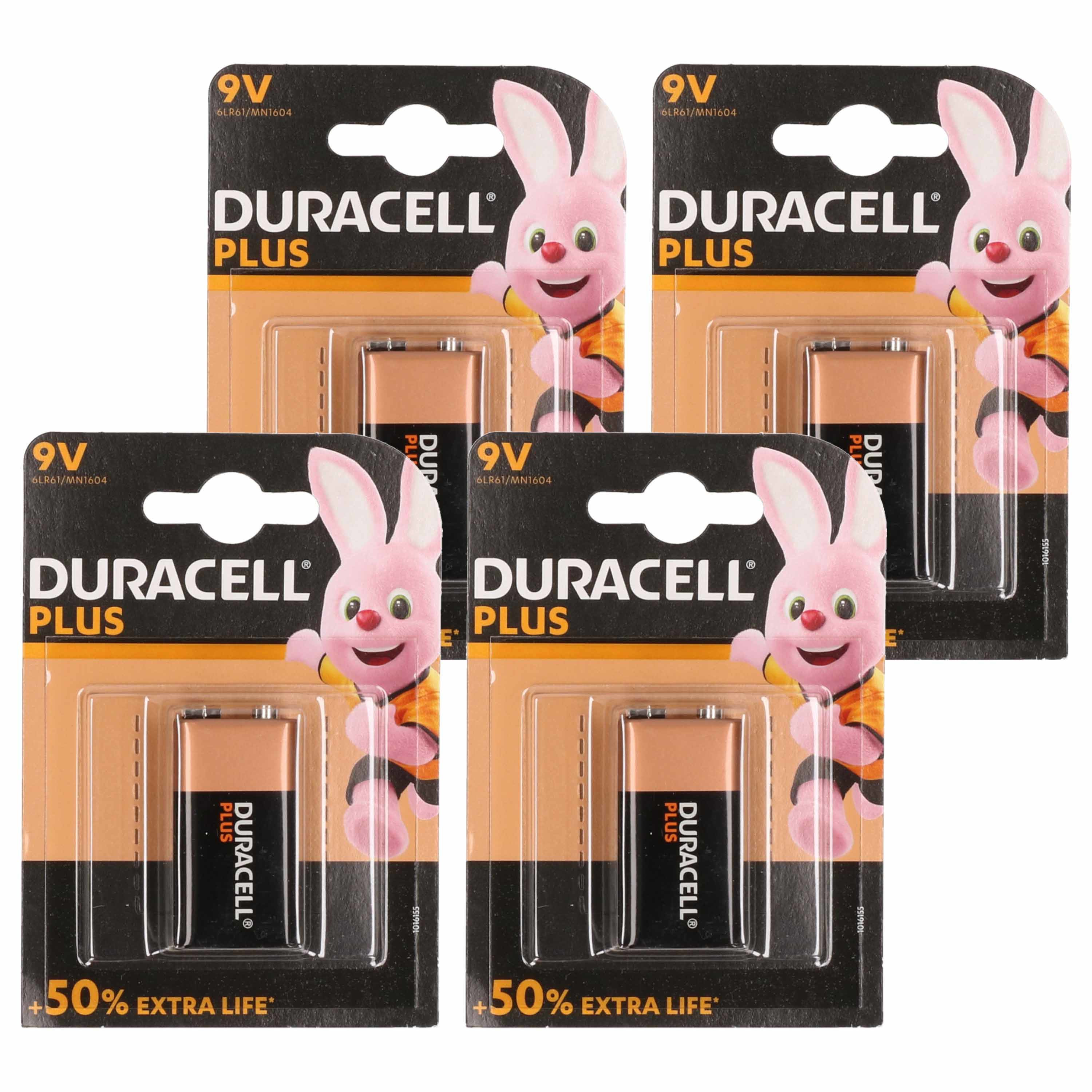 4x Duracell batterij 9 volt blok -